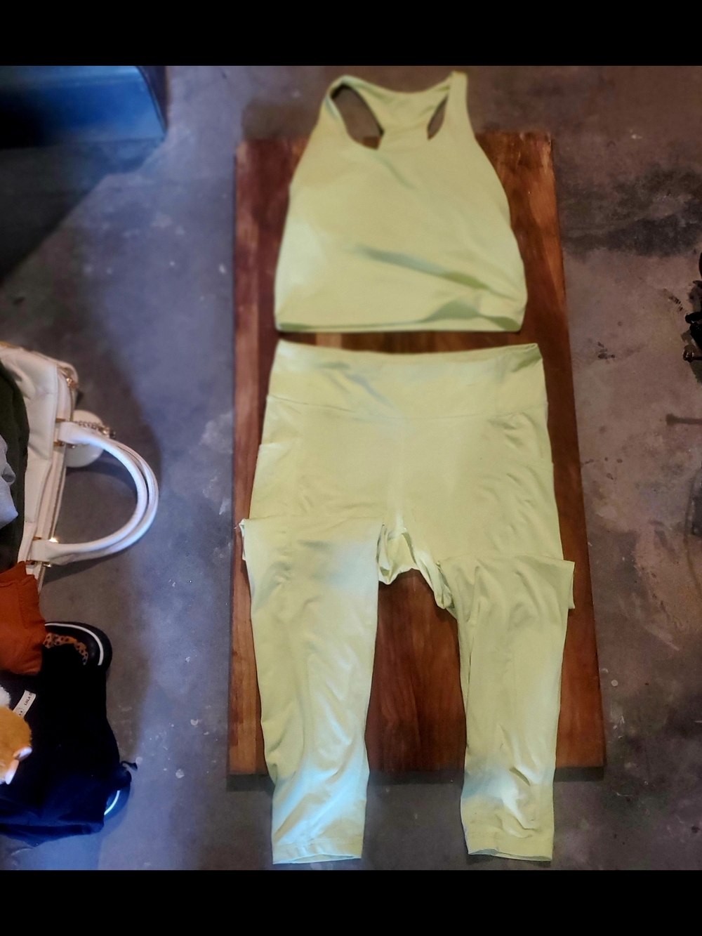 Womens Pro Player Light Green Workout Matching Set- Racer Back Top & Leggings